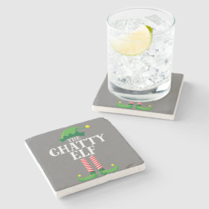 Chatty Elf Matching Family Group Christmas Party Stone Coaster