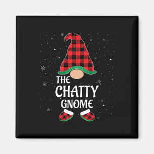 Chatty Gnome Buffalo Red Plaid Matching Christmas Magnet