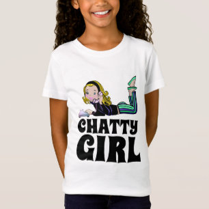 CHATTY PHONE GIRL RETRO KIDS GIRLS T-SHIRTS