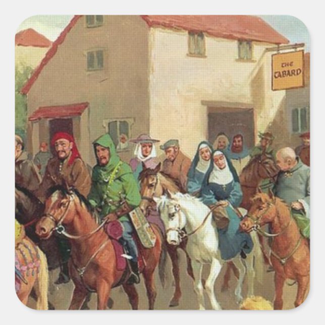 Chaucer's Pilgrims- Canterbury Tales Square Sticker (Front)