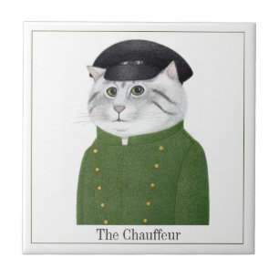 CHAUFFEUR CAT 4.25" Square Ceramic Tile + Text