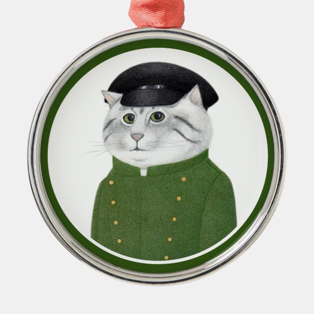 CHAUFFEUR CAT Premium Round Ornament (Front)