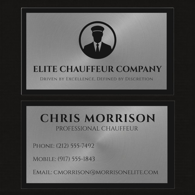 Chauffeur Driver Black Silver Metallic Business Card (Creator Uploaded)