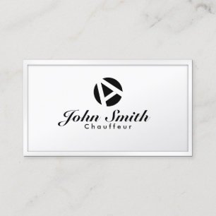 Chauffeur Driver White Frame Monogram  Business Card
