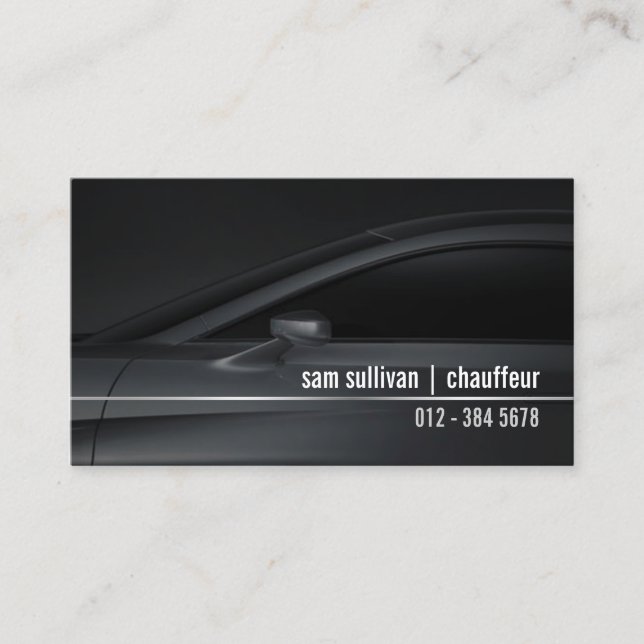 Chauffeur LimoService CarProfile Chrome Automotive Business Card (Front)