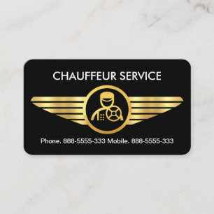 Chauffeur On Gold Wings Business Card