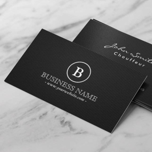 Chauffeur Simple Dark Monogram Business Card (Creator Uploaded)
