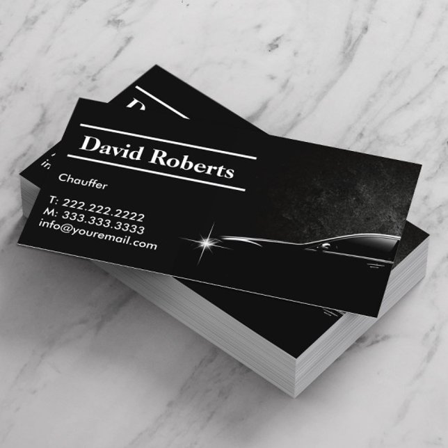 Chauffeur Taxi Driver Professional Dark Auto Business Card (Creator Uploaded)