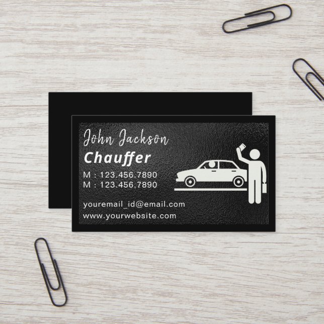 Chauffeur Taxi Driver Professional Dark  Business Card (Front/Back In Situ)