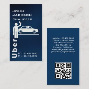 Chauffeur Taxi Driver Professional Dark QR code Business Card