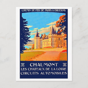 Chaumont, Chateu de la Loire,France,vintage travel Postcard