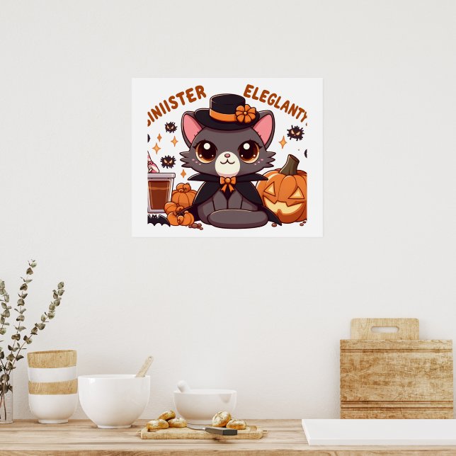Chausie cat A Playful Blend of Kawaii & Halloween Poster (Kitchen)
