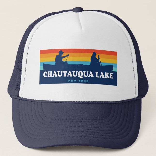 Chautauqua Lake New York Canoe Trucker Hat (Front)