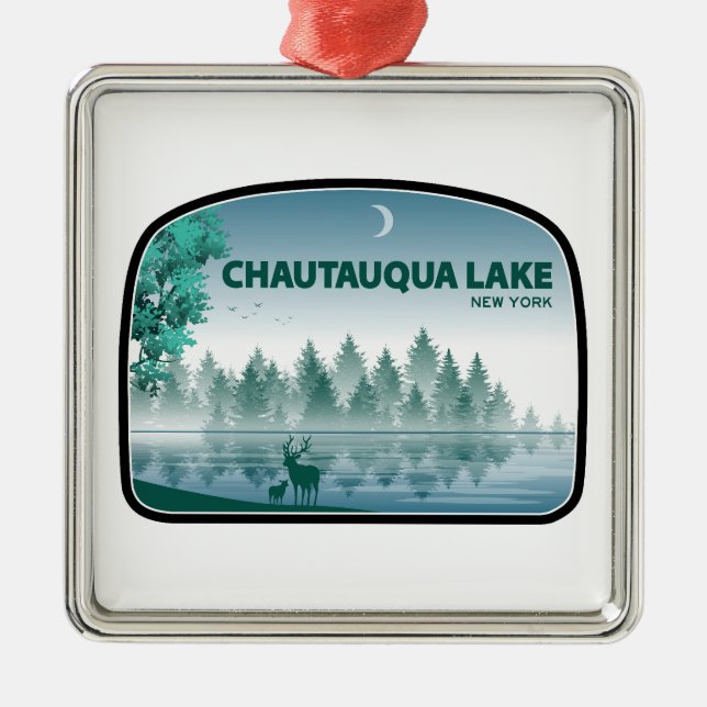 Chautauqua Lake New York Deer Metal Tree Decoration (Front)