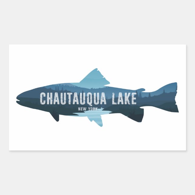 Chautauqua Lake New York Fish Rectangular Sticker (Front)