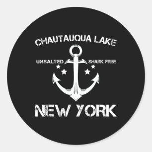 Chautauqua Lake New York Funny Fishing Camping Sum Classic Round Sticker