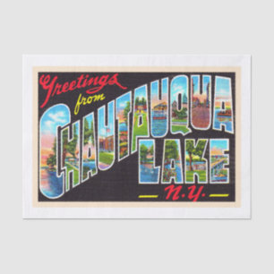 Chautauqua Lake New York NY Large Letter Postcard Tissue Paper
