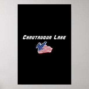 Chautauqua Lake New York Patriotic Eagle Art Poster