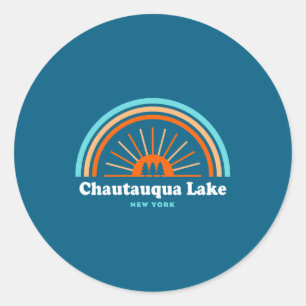 Chautauqua Lake New York Rainbow _1  Classic Round Sticker