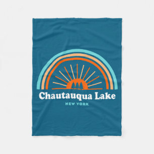 Chautauqua Lake New York Rainbow  Fleece Blanket