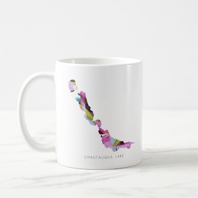 Chautauqua Lake Silhouette Map Coffee Mug (Left)