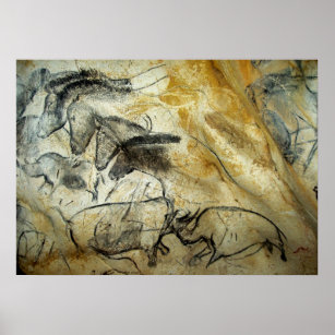 Chauvet Cave Horses and other Wildlife Painting Poster