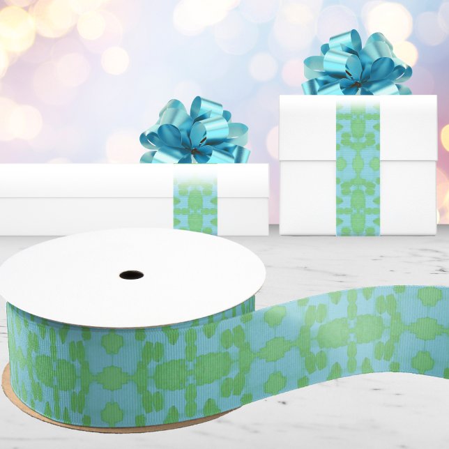 Chavanel Brushstroke Ikat in Green and Aqua Grosgrain Ribbon (Creator Uploaded)