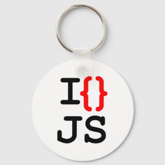 "Chaveiro I {} JS - I love Javascript" Key Ring