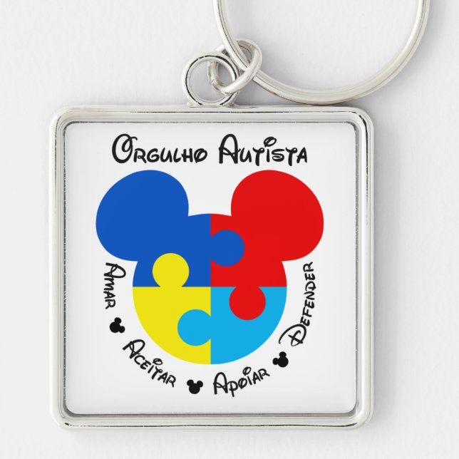 Chaveiro Pride Autista Mickey Puzzle Key Ring (Front)