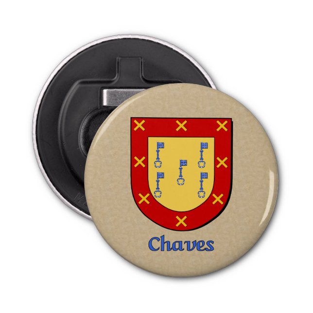 Chaves Heraldic Arms on Parchment Style Back Bottle Opener (Front)