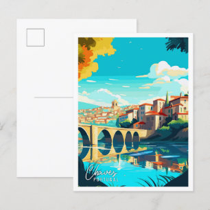 Chaves Portugal Art vintage travel illustration Postcard
