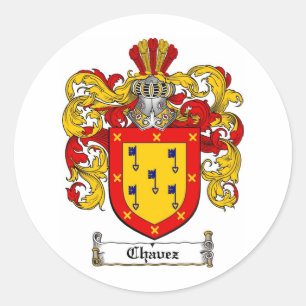 CHAVEZ FAMILY CREST -  CHAVEZ COAT OF ARMS CLASSIC ROUND STICKER