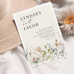 Chc Watercolor Wildflower Floral Wedding Invitation<br><div class="desc">Chic Botanical Watercolor Pink Wildflower Floral Blue Wedding Invitation
 This is elegance and softness woven together.</div>