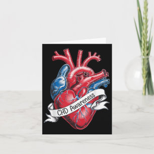 Chd Awareness Anatomical Heart Ribbon Design  Card