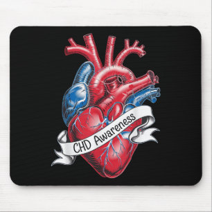 Chd Awareness Anatomical Heart Ribbon Design  Mouse Mat