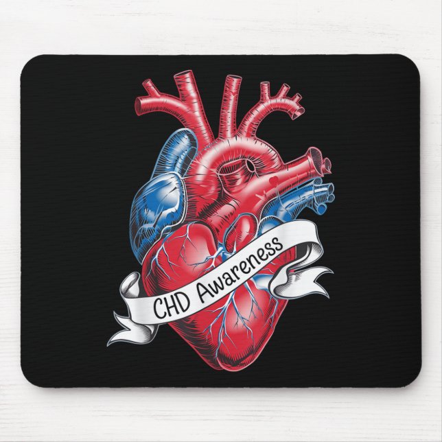 Chd Awareness Anatomical Heart Ribbon Design  Mouse Mat (Front)