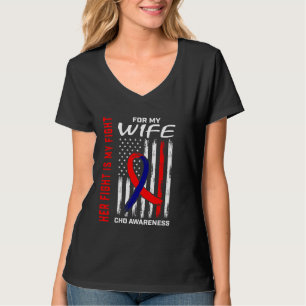 CHD Awareness Flag Wife Congenital Heart Disease P T-Shirt