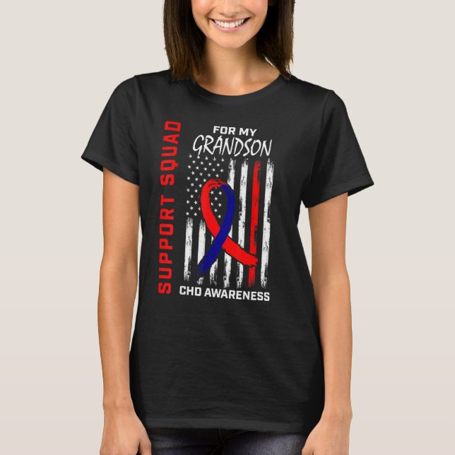 CHD Awareness Grandson Heart Disease Support Squad T-Shirt (Front)