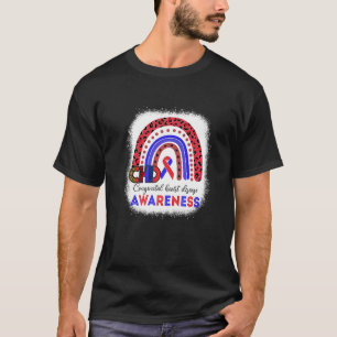 CHD Awareness Heart Disease Leopard Rainbow Blue R T-Shirt