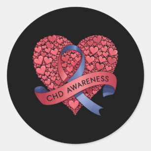 Chd Awareness Heart Ribbon Family Support  Classic Round Sticker