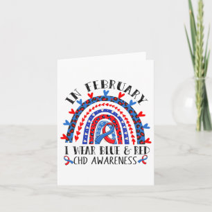 Chd Awareness Rainbow Blue Red Ribbon I Wear Blue  Card