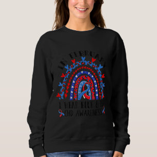 Chd Awareness Rainbow Blue Red Ribbon I Wear Blue  Sweatshirt