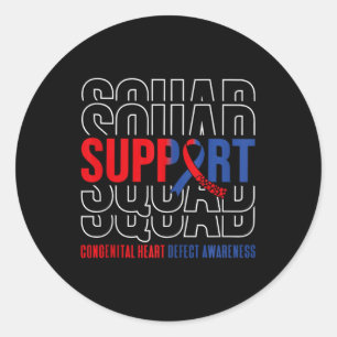 Chd Congenital Heart Defect Awareness Support Squa Classic Round Sticker