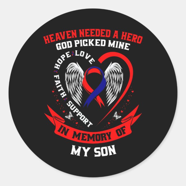 Chd Heart Disease Awareness In Memory Of Son Mum D Classic Round Sticker (Front)