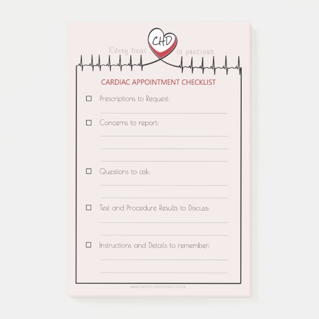 CHD Heartbeat Appointment Post-It Notes (Front)