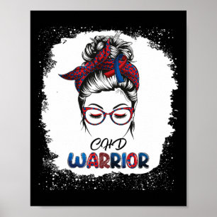 Chd Warrior Heart Disease Bleached Messy Bun Survi Poster