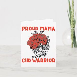 Chd Warrior Proud Mama Pretty Red Floral Heart Des Card