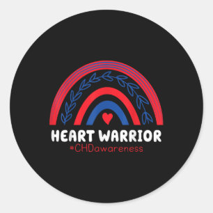 Chd Warrior Red & Blue Rainbow Heart Disease A Classic Round Sticker