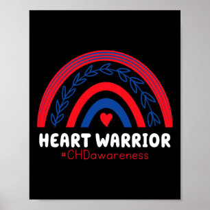 Chd Warrior Red And Blue Rainbow Heart Disease Awa Poster