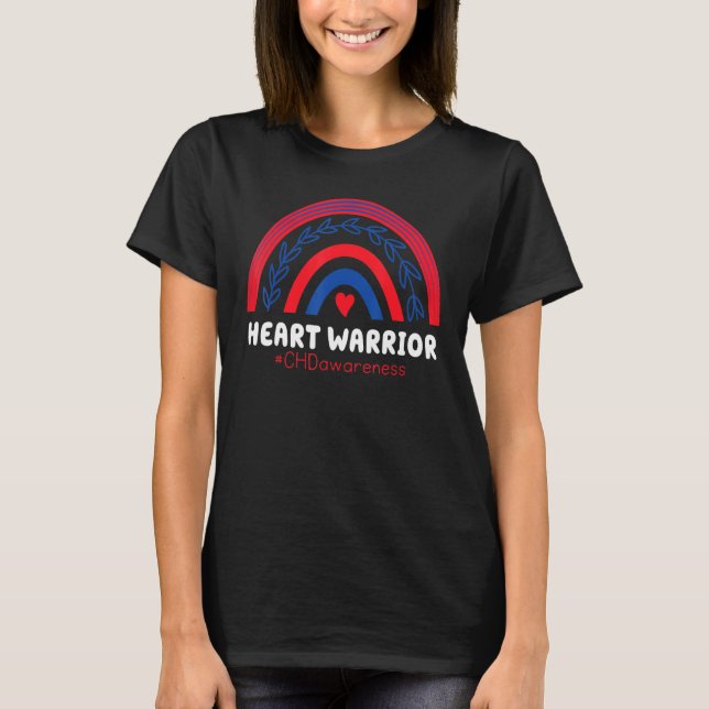 Chd Warrior Red & Blue Rainbow He Disease Awarenes T-Shirt (Front)
